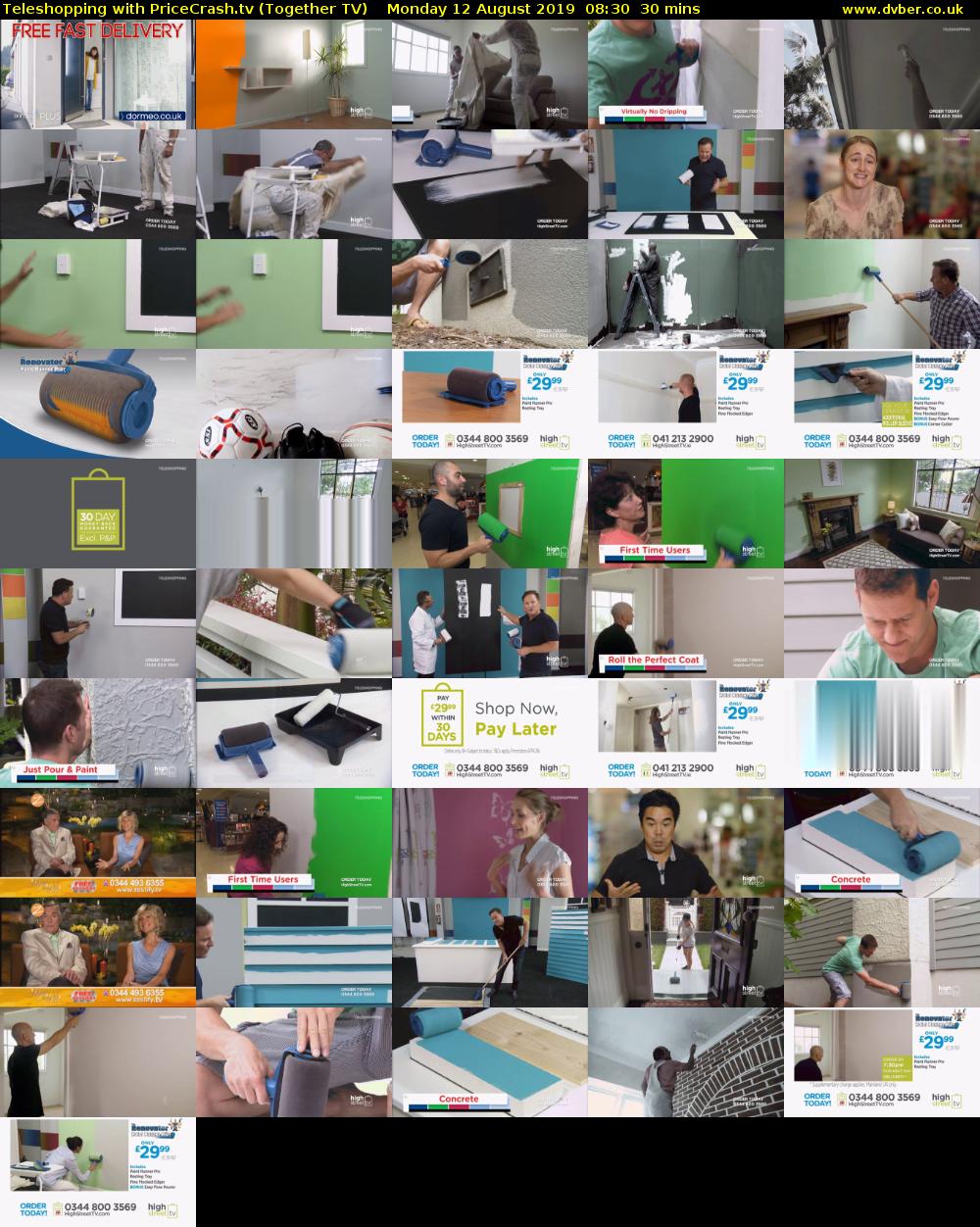 Teleshopping with PriceCrash.tv (Together TV) Monday 12 August 2019 08:30 - 09:00