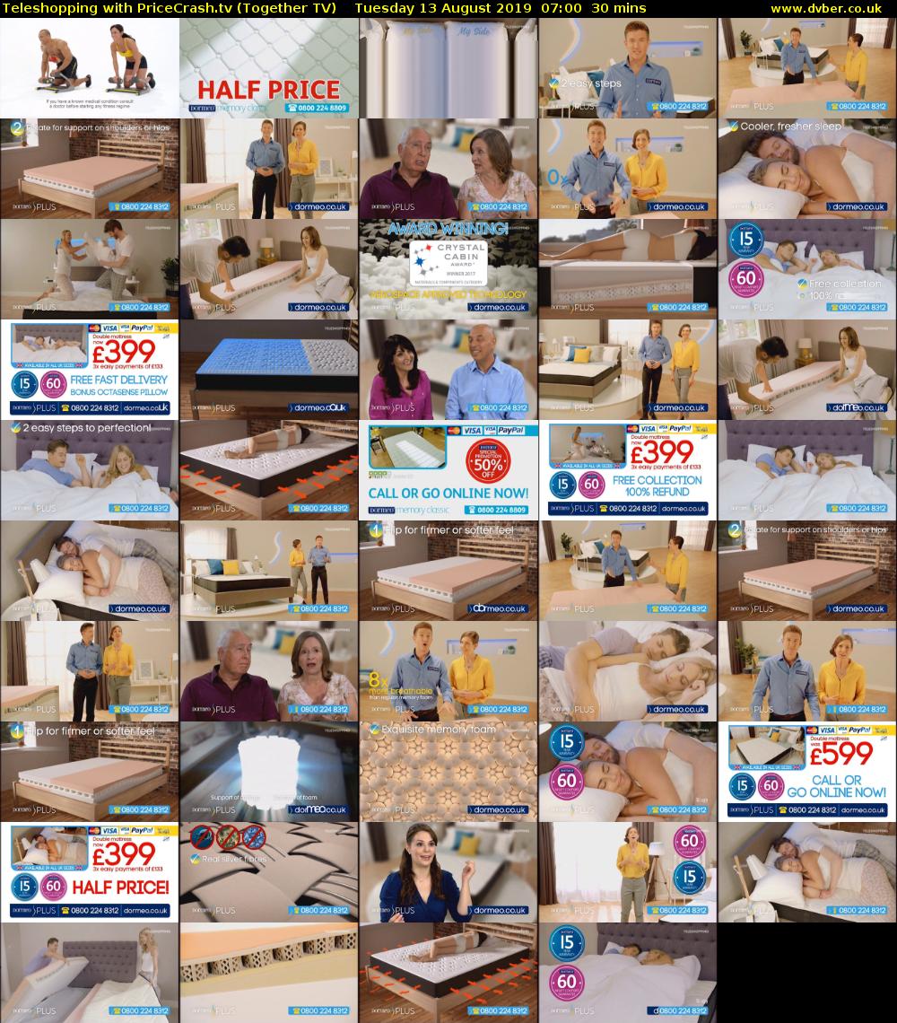 Teleshopping with PriceCrash.tv (Together TV) Tuesday 13 August 2019 07:00 - 07:30
