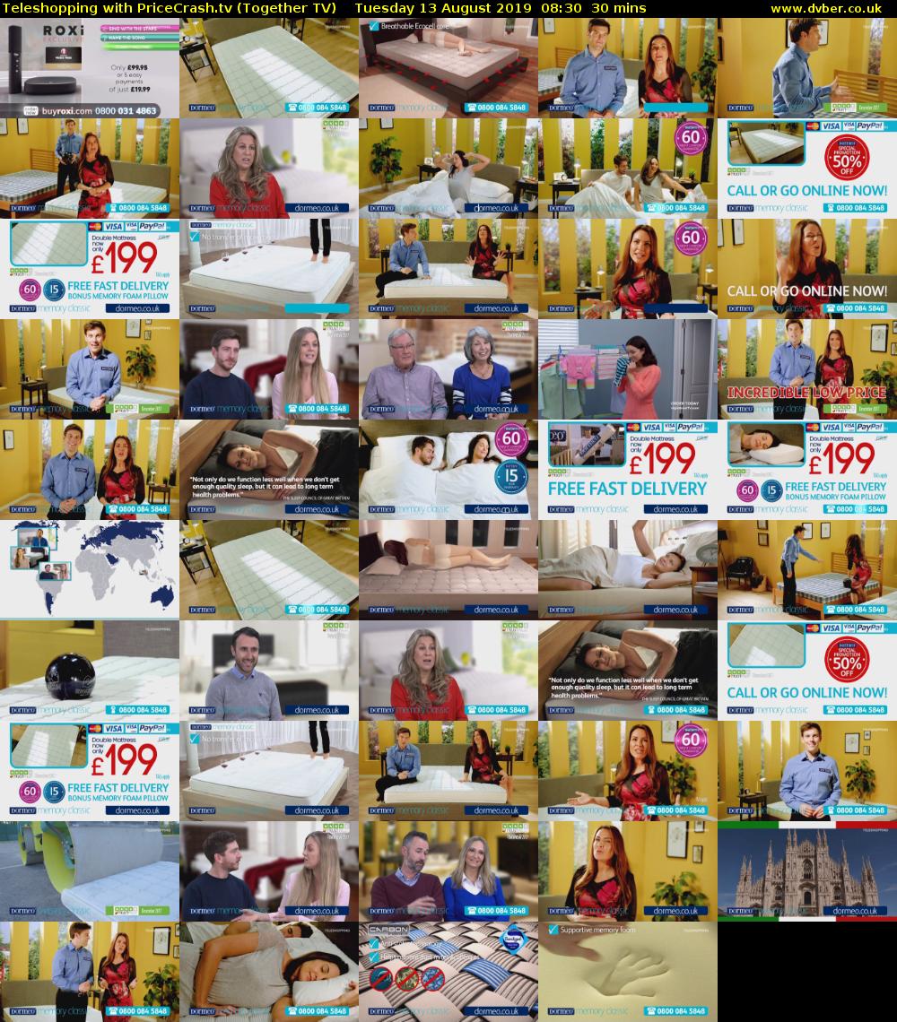 Teleshopping with PriceCrash.tv (Together TV) Tuesday 13 August 2019 08:30 - 09:00