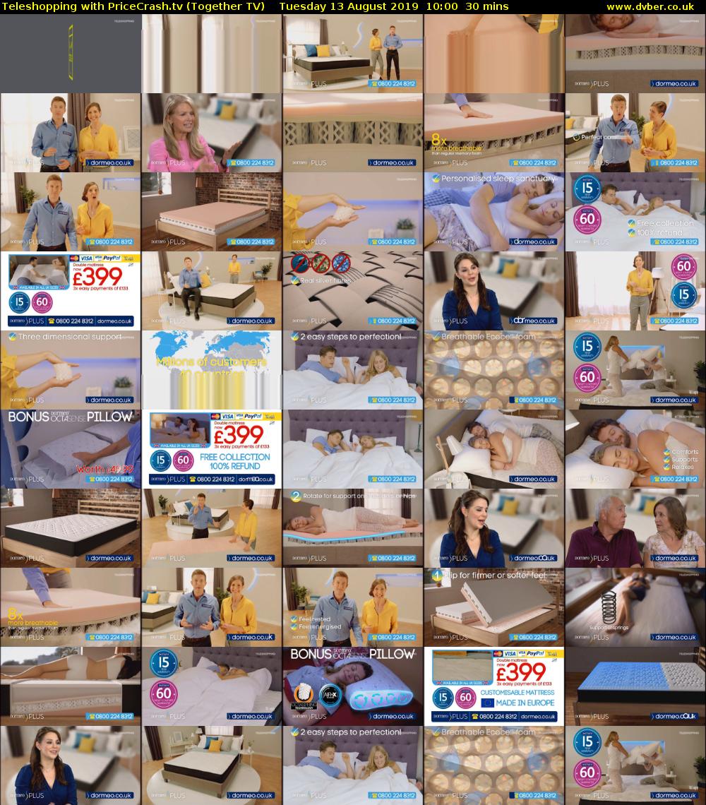 Teleshopping with PriceCrash.tv (Together TV) Tuesday 13 August 2019 10:00 - 10:30
