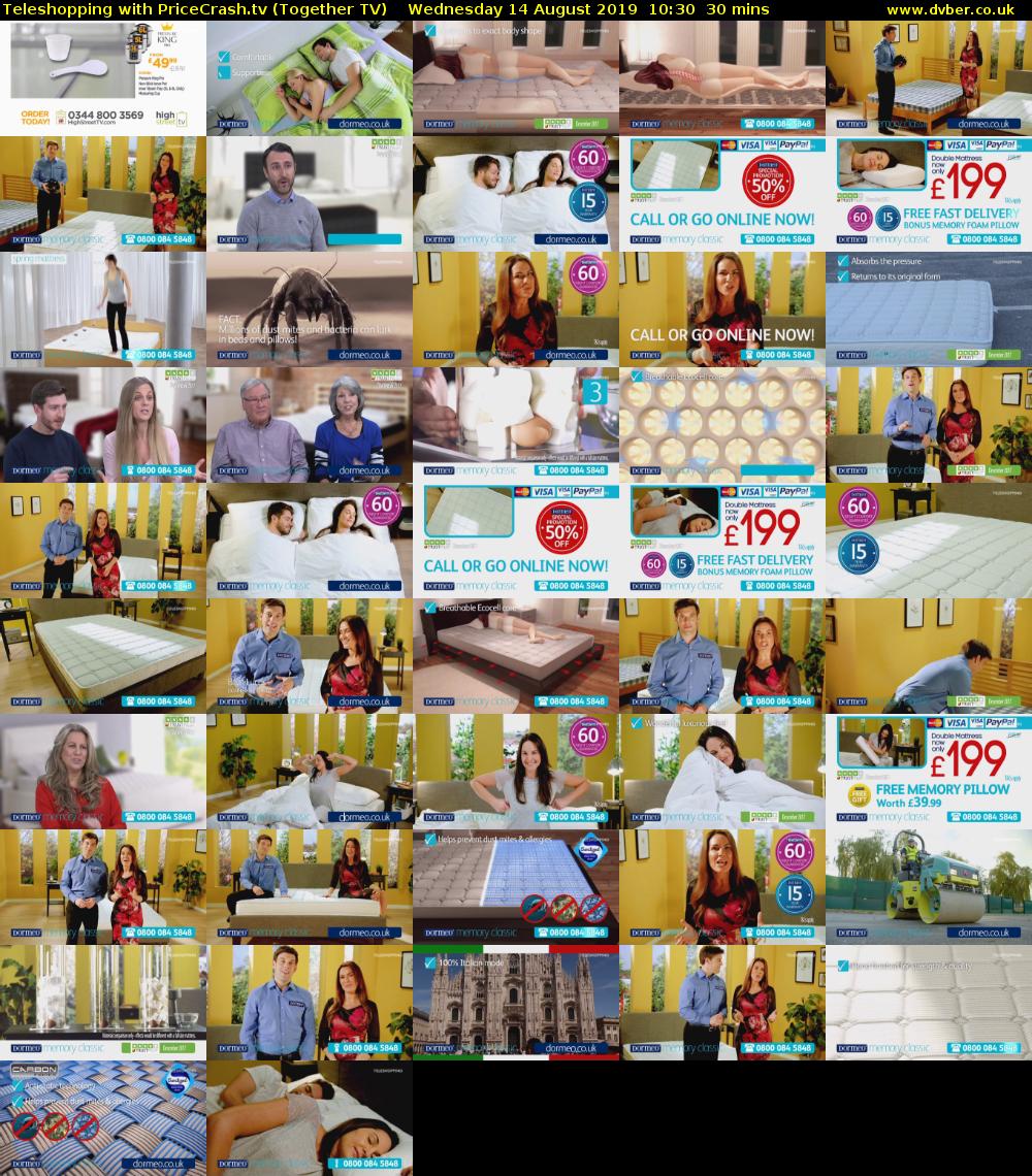 Teleshopping with PriceCrash.tv (Together TV) Wednesday 14 August 2019 10:30 - 11:00