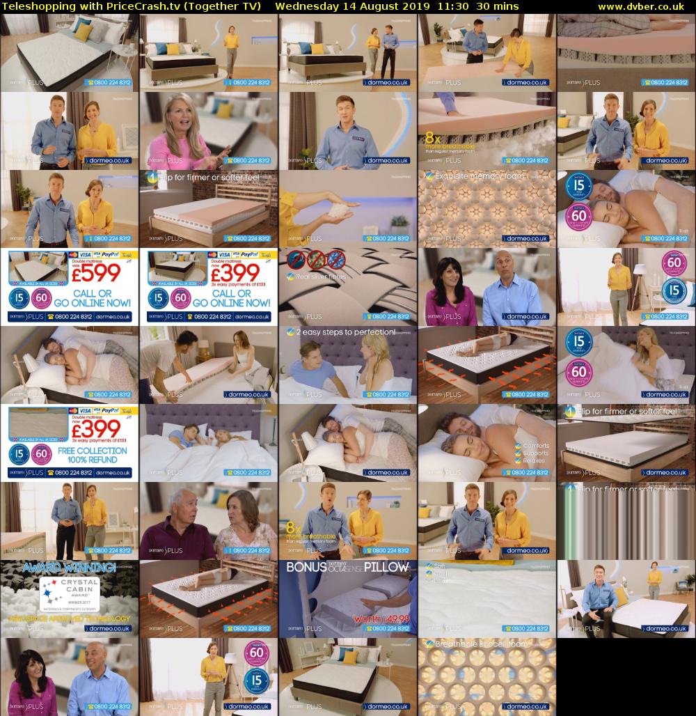 Teleshopping with PriceCrash.tv (Together TV) Wednesday 14 August 2019 11:30 - 12:00