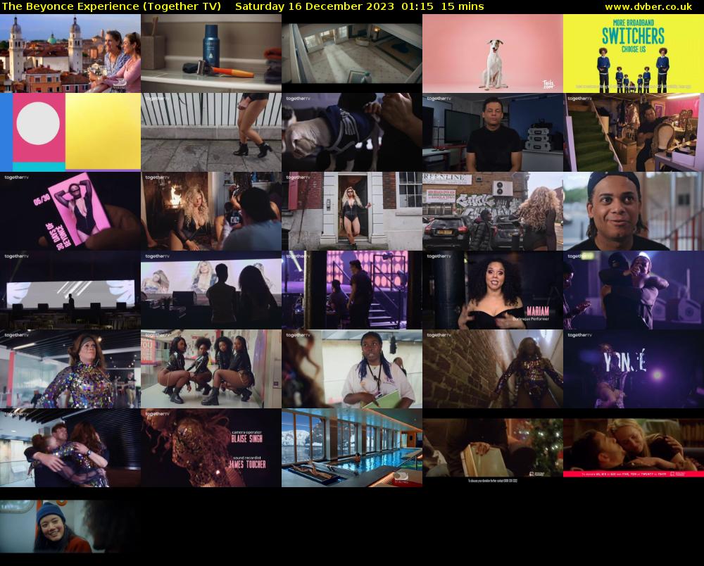 The Beyonce Experience (Together TV) Saturday 16 December 2023 01:15 - 01:30