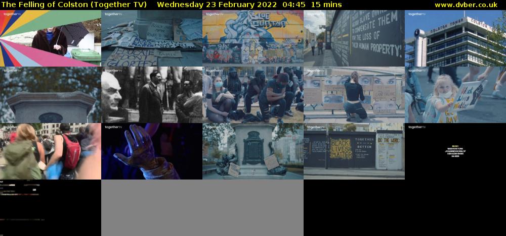 The Felling of Colston (Together TV) Wednesday 23 February 2022 04:45 - 05:00