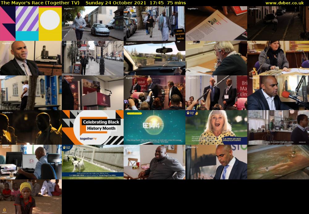 The Mayor's Race (Together TV) Sunday 24 October 2021 17:45 - 19:00