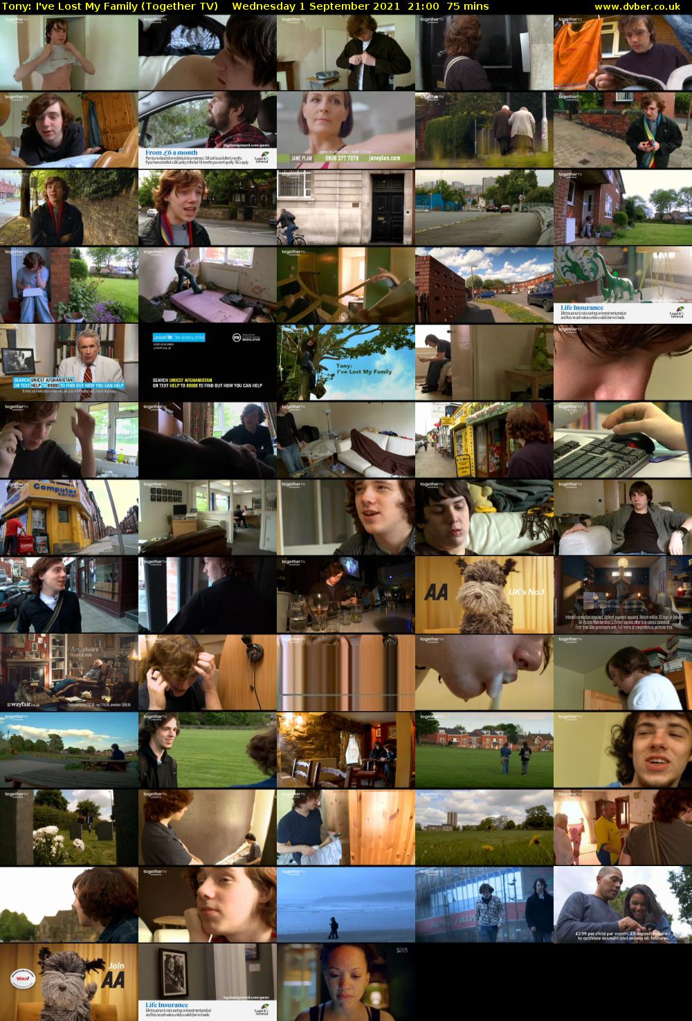 Tony: I've Lost My Family (Together TV) Wednesday 1 September 2021 22:00 - 23:15