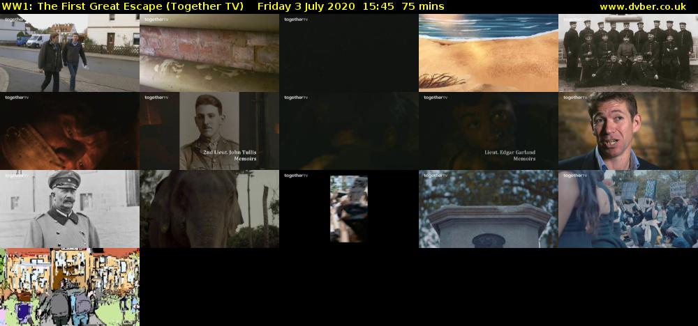 WW1: The First Great Escape (Together TV) Friday 3 July 2020 15:45 - 17:00