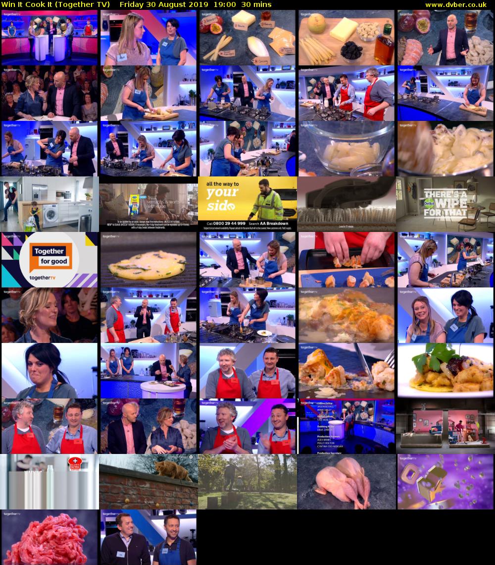 Win It Cook It (Together TV) Friday 30 August 2019 19:00 - 19:30