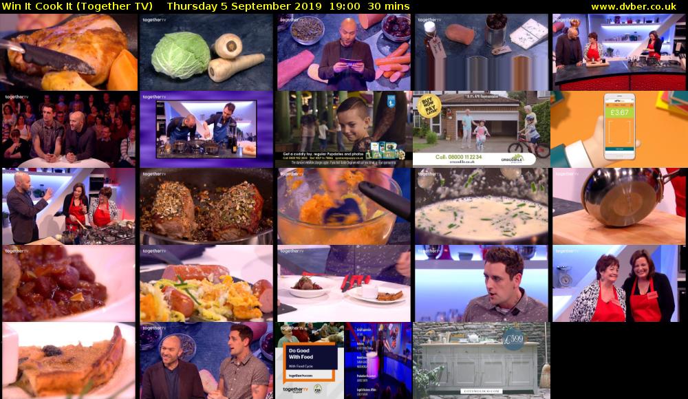 Win It Cook It (Together TV) Thursday 5 September 2019 19:00 - 19:30