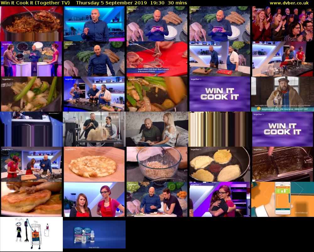 Win It Cook It (Together TV) Thursday 5 September 2019 19:30 - 20:00