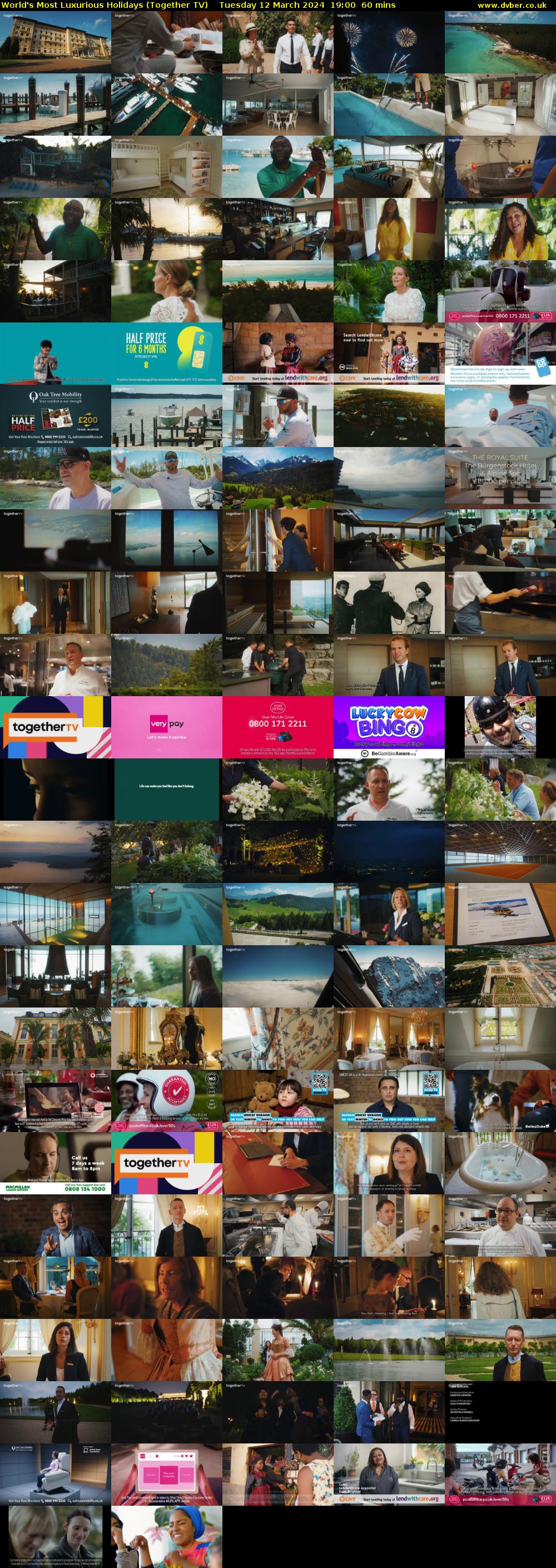 World's Most Luxurious Holidays (Together TV) Tuesday 12 March 2024 19:00 - 20:00