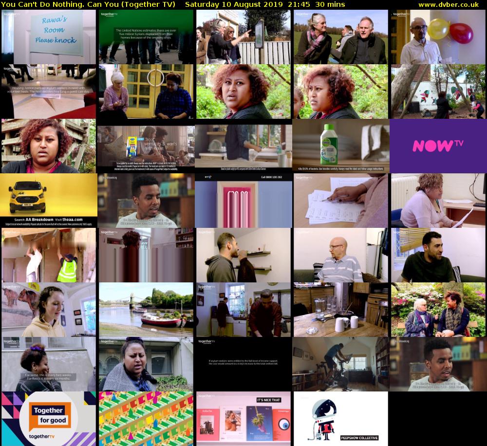 You Can't Do Nothing. Can You (Together TV) Saturday 10 August 2019 21:45 - 22:15