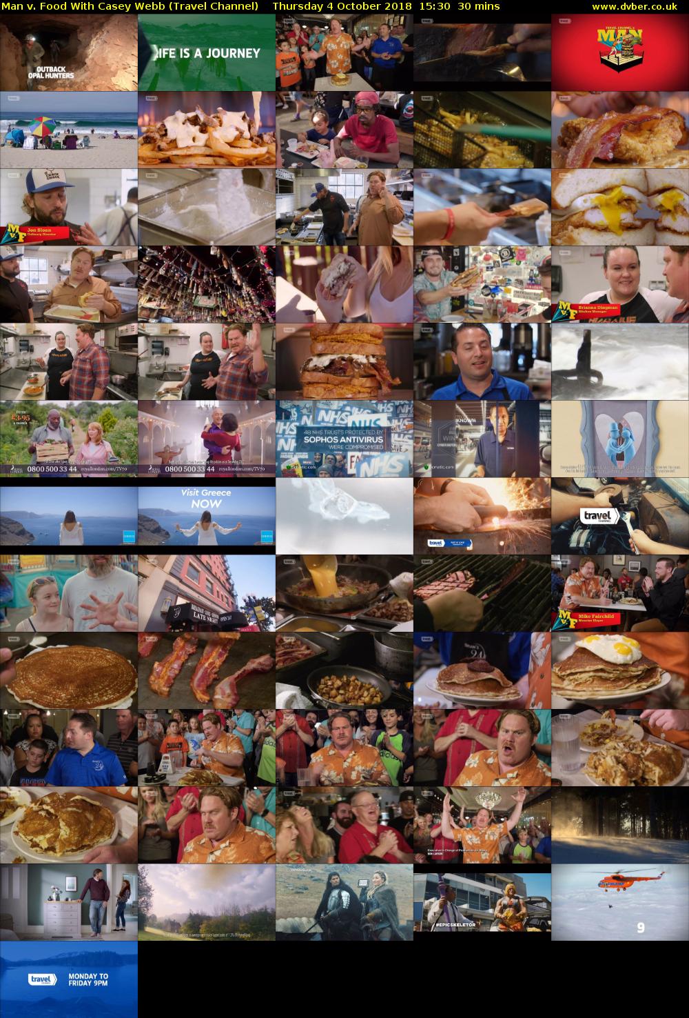 Man v. Food With Casey Webb (Travel Channel) Thursday 4 October 2018 15:30 - 16:00