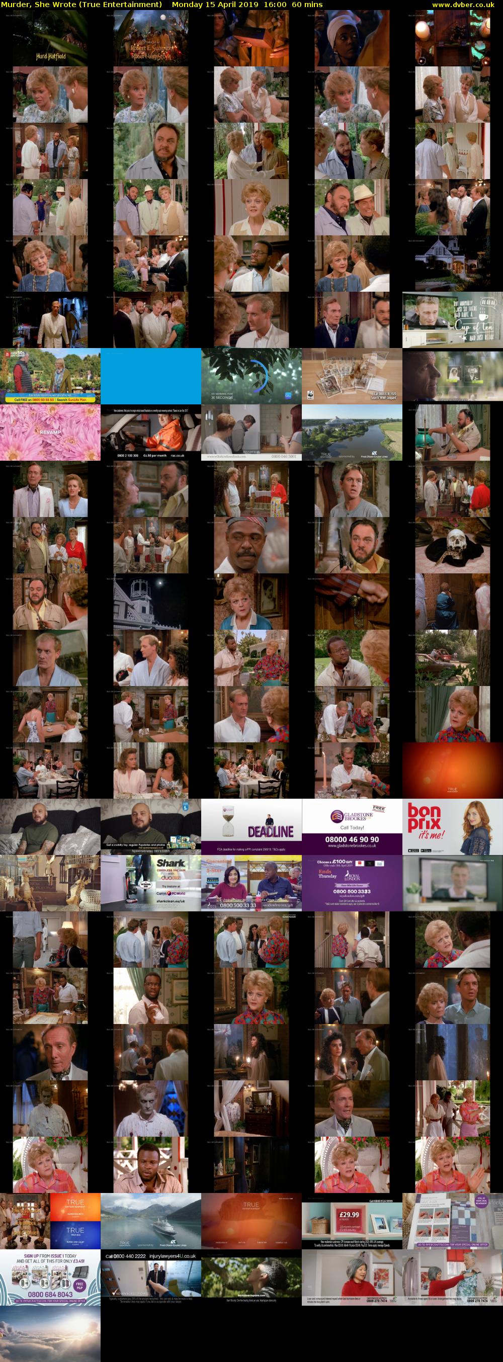 Murder, She Wrote (True Entertainment) Monday 15 April 2019 16:00 - 17:00