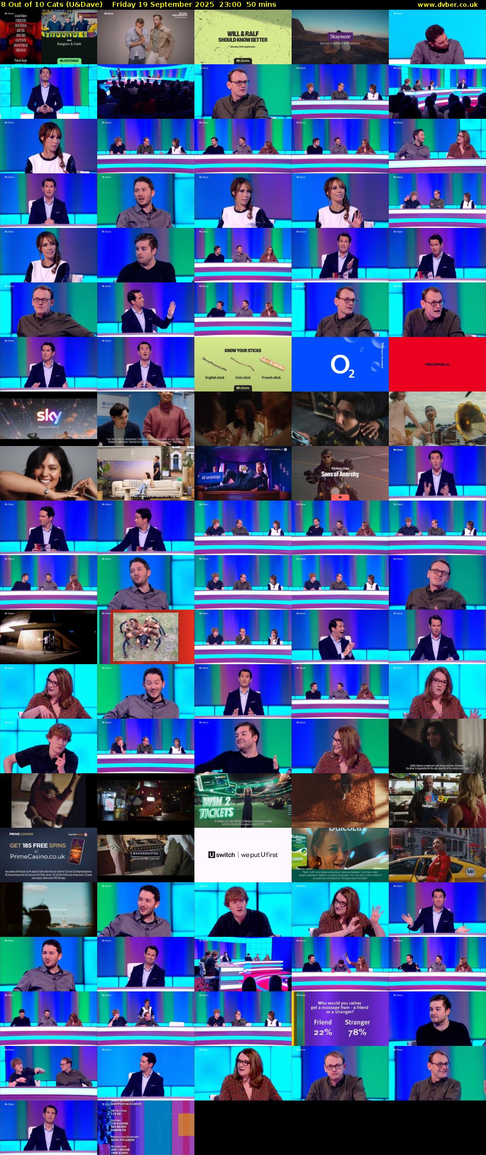 8 Out of 10 Cats (U&Dave) Friday 19 September 2025 23:00 - 23:50