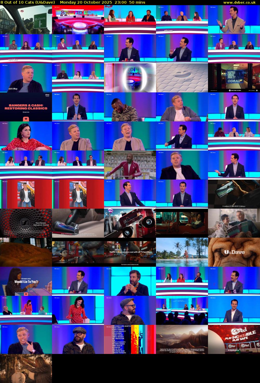 8 Out of 10 Cats (U&Dave) Monday 20 October 2025 23:00 - 23:50