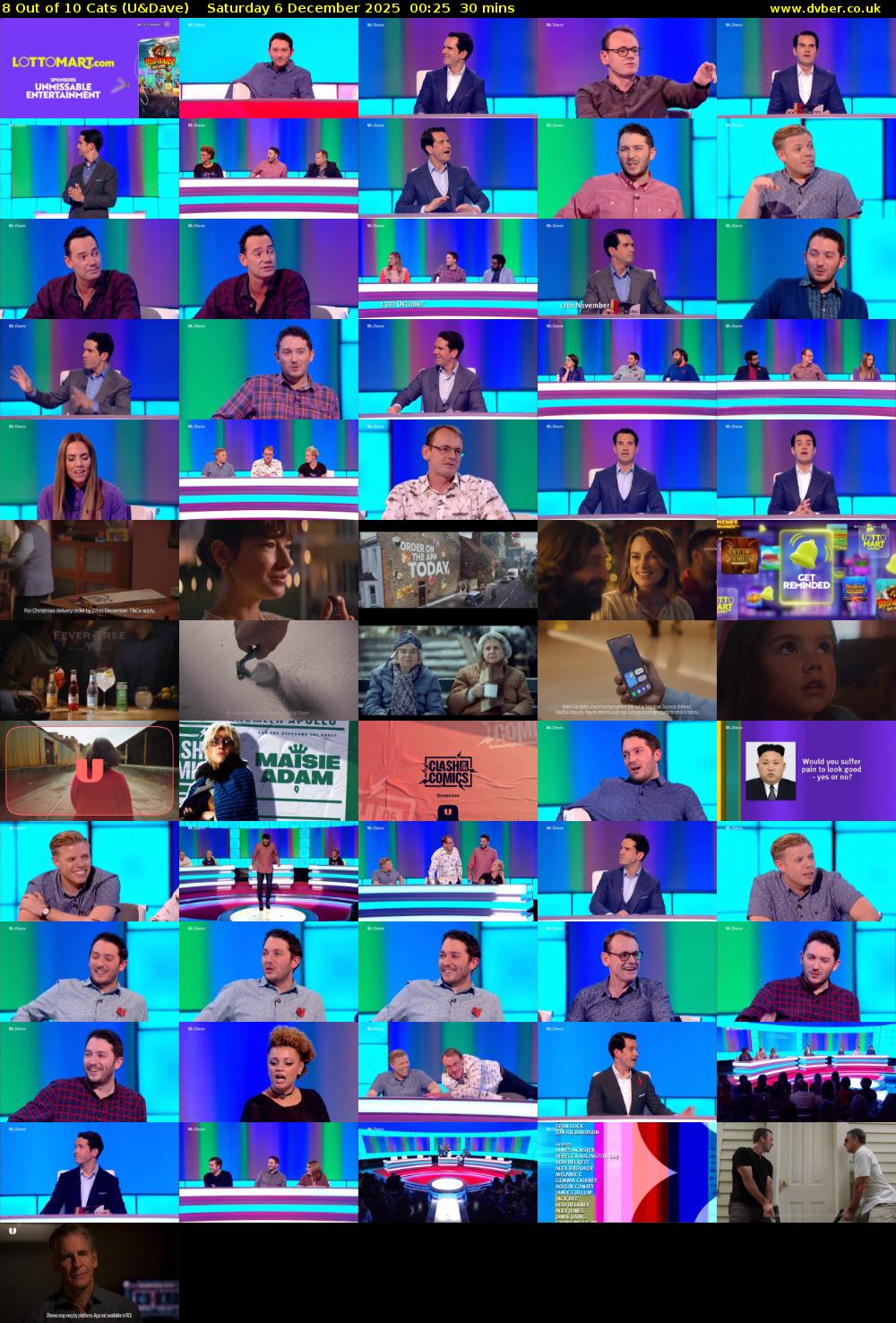 8 Out of 10 Cats (U&Dave) Saturday 6 December 2025 00:25 - 00:55