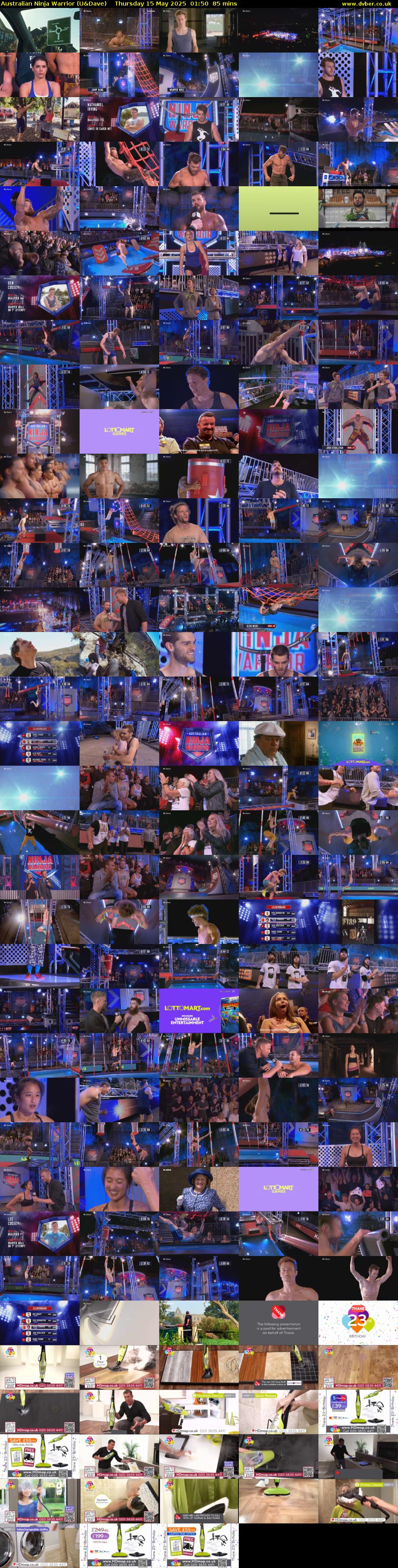Australian Ninja Warrior (U&Dave) Thursday 15 May 2025 01:50 - 03:15