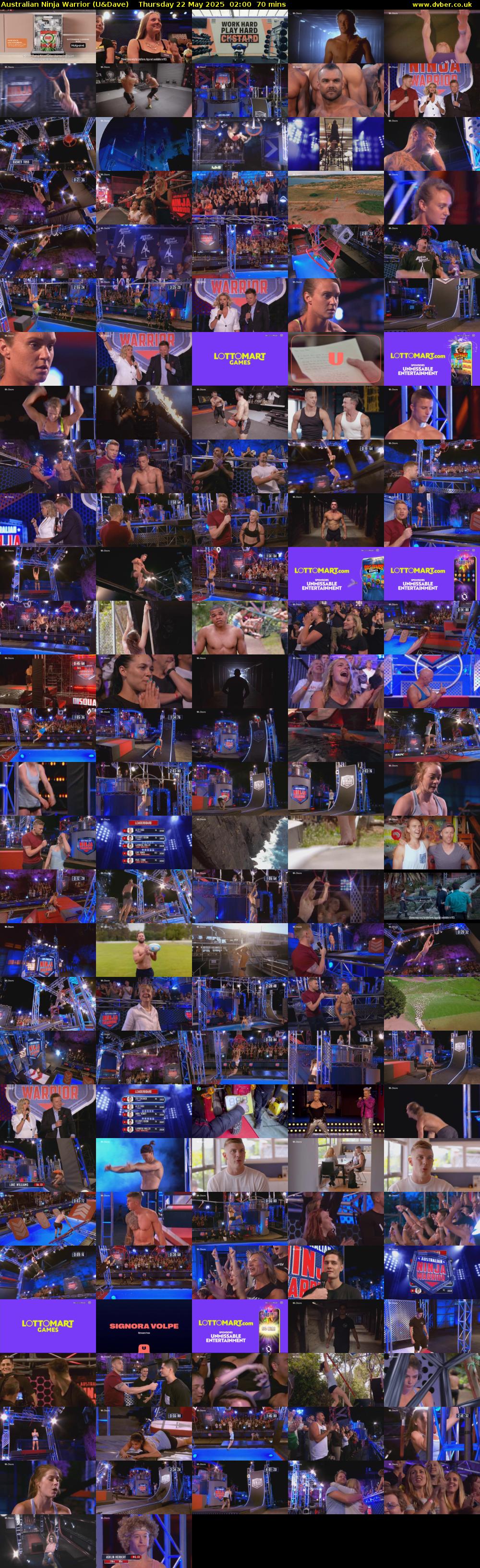 Australian Ninja Warrior (U&Dave) Thursday 22 May 2025 02:00 - 03:10