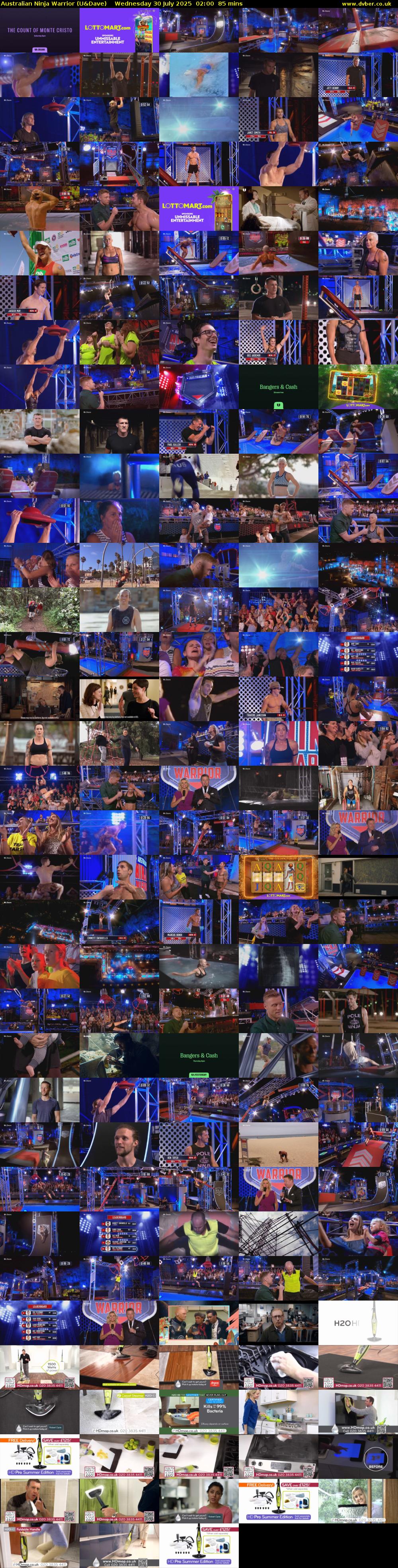 Australian Ninja Warrior (U&Dave) Wednesday 30 July 2025 02:00 - 03:25