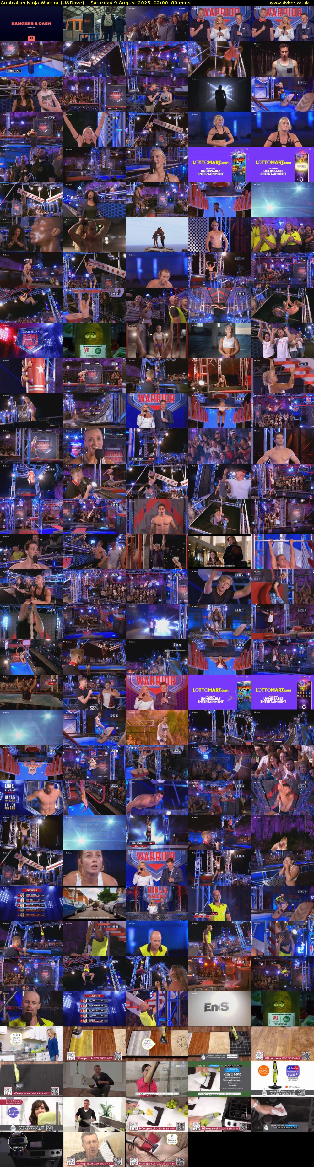 Australian Ninja Warrior (U&Dave) Saturday 9 August 2025 02:00 - 03:20