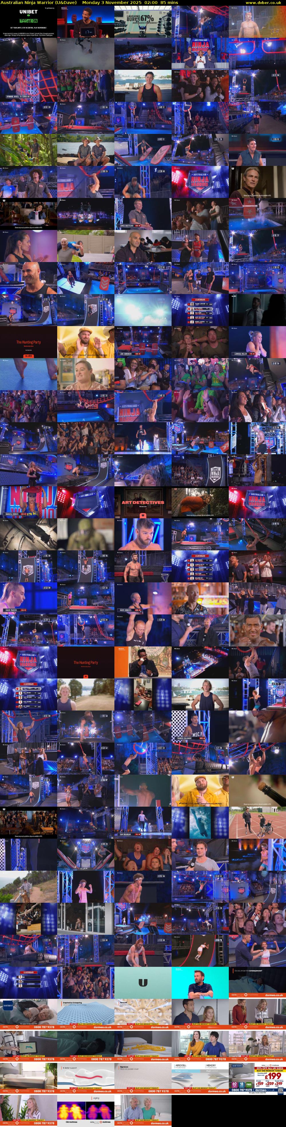 Australian Ninja Warrior (U&Dave) Monday 3 November 2025 02:00 - 03:25