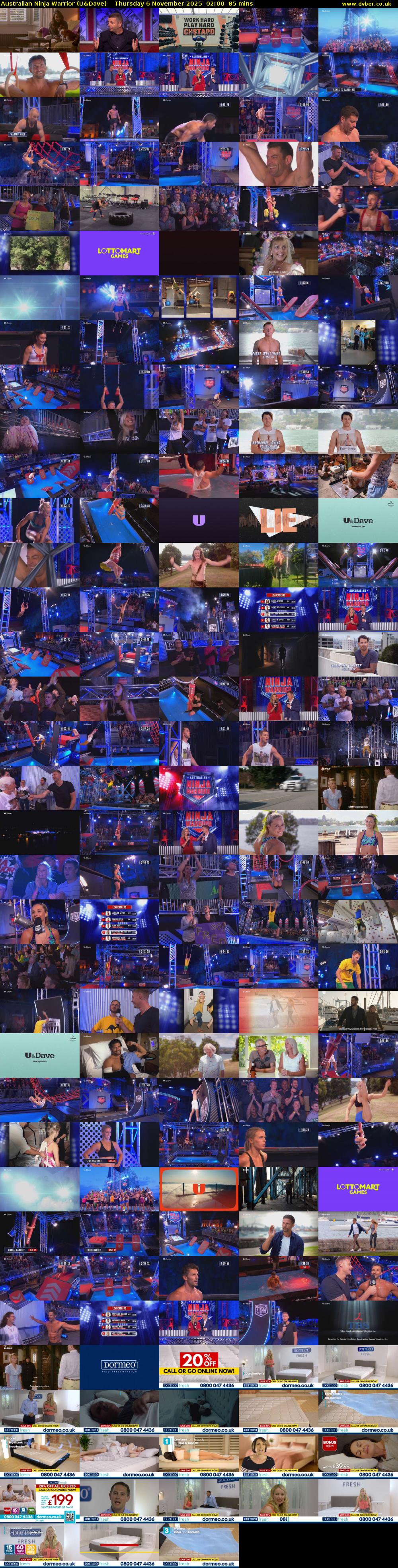 Australian Ninja Warrior (U&Dave) Thursday 6 November 2025 02:00 - 03:25
