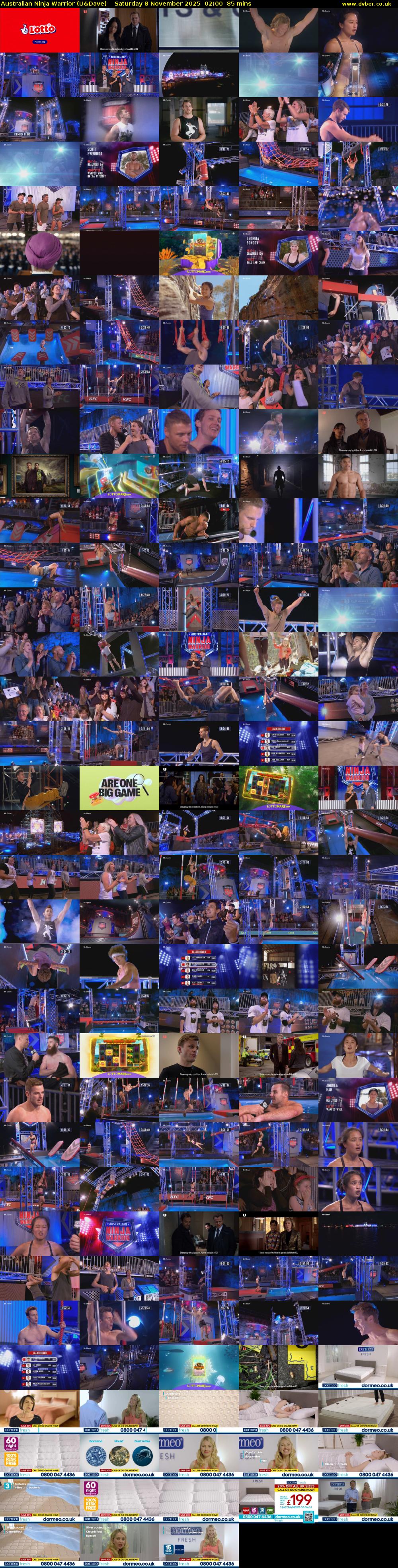 Australian Ninja Warrior (U&Dave) Saturday 8 November 2025 02:00 - 03:25