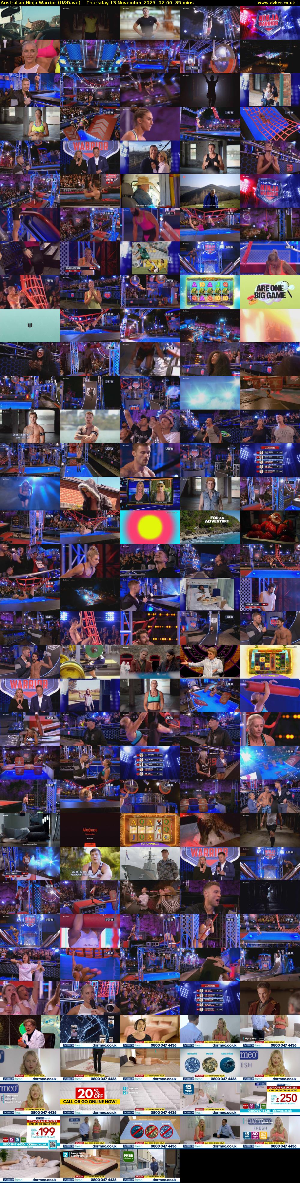 Australian Ninja Warrior (U&Dave) Thursday 13 November 2025 02:00 - 03:25