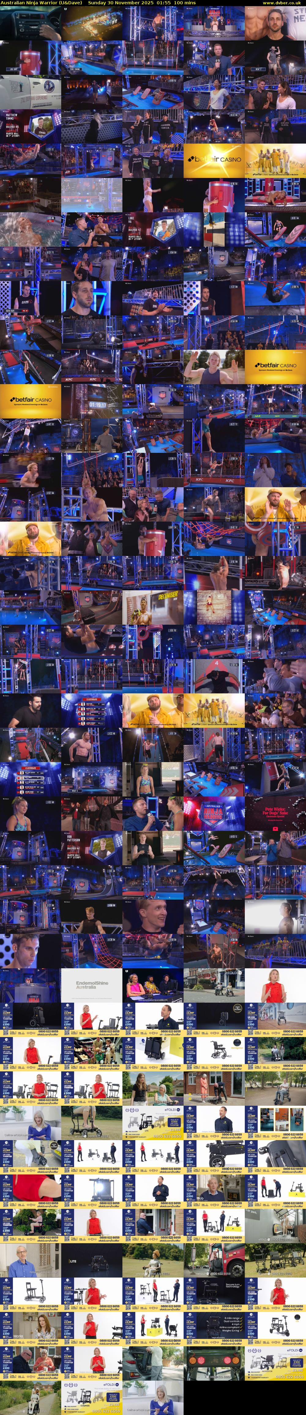Australian Ninja Warrior (U&Dave) Sunday 30 November 2025 01:55 - 03:35