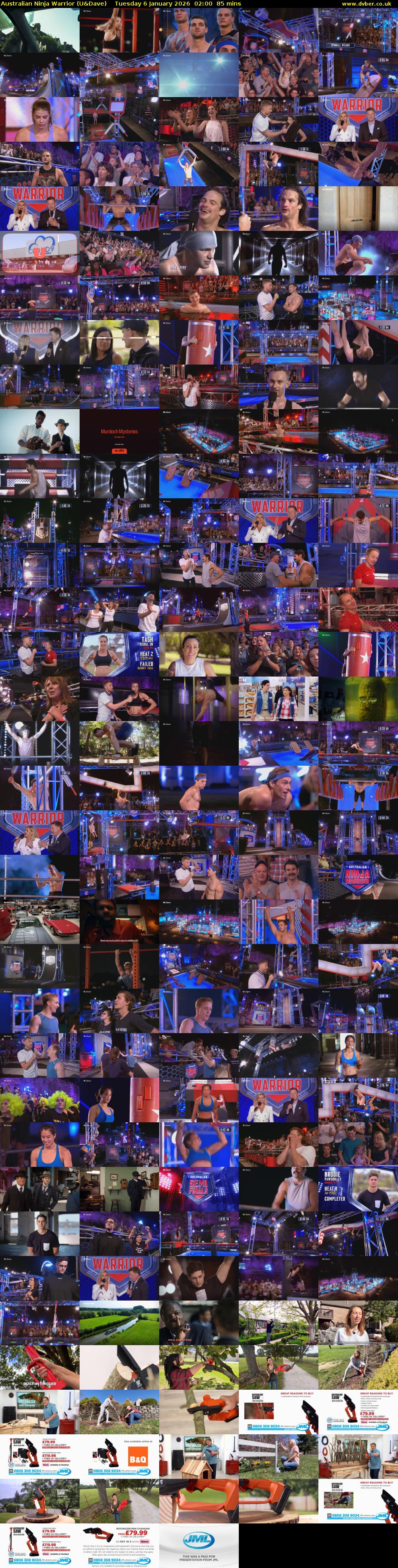 Australian Ninja Warrior (U&Dave) Tuesday 6 January 2026 02:00 - 03:25
