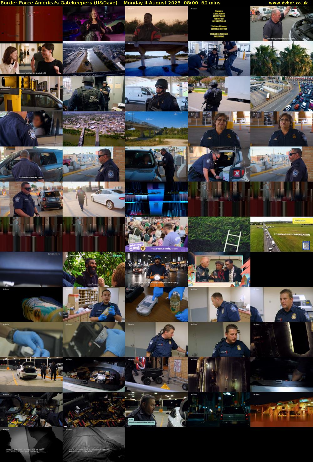 Border Force America's Gatekeepers (U&Dave) Monday 4 August 2025 08:00 - 09:00