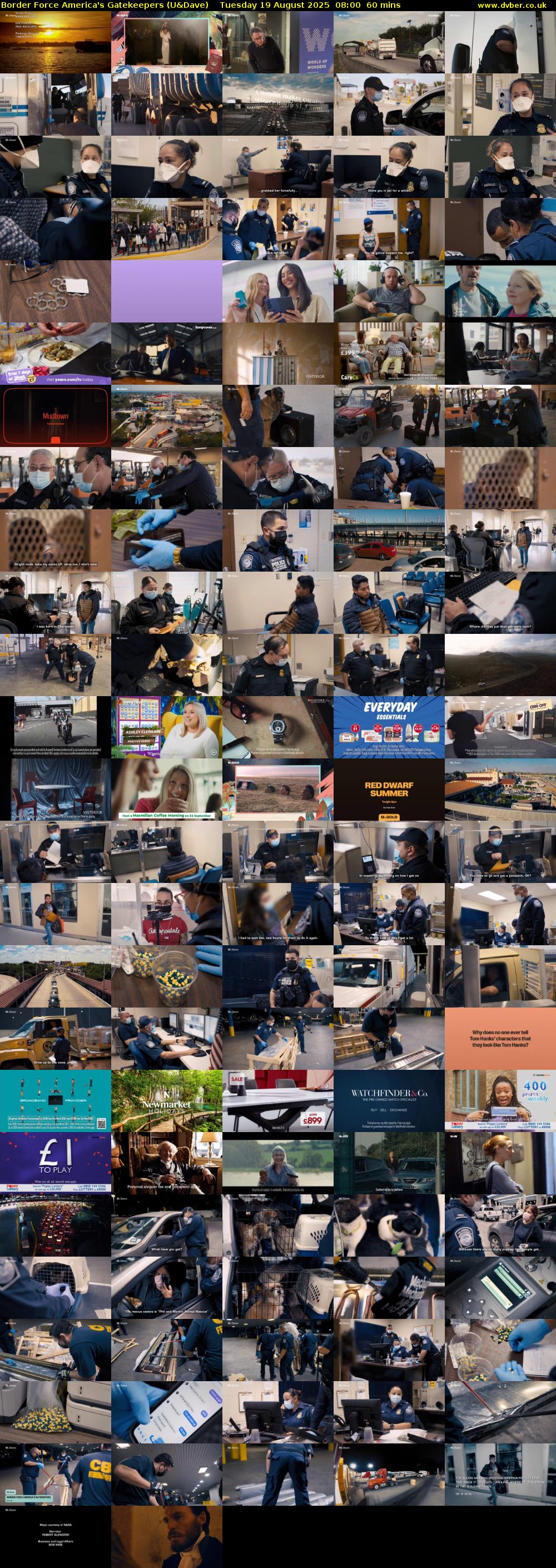 Border Force America's Gatekeepers (U&Dave) Tuesday 19 August 2025 08:00 - 09:00