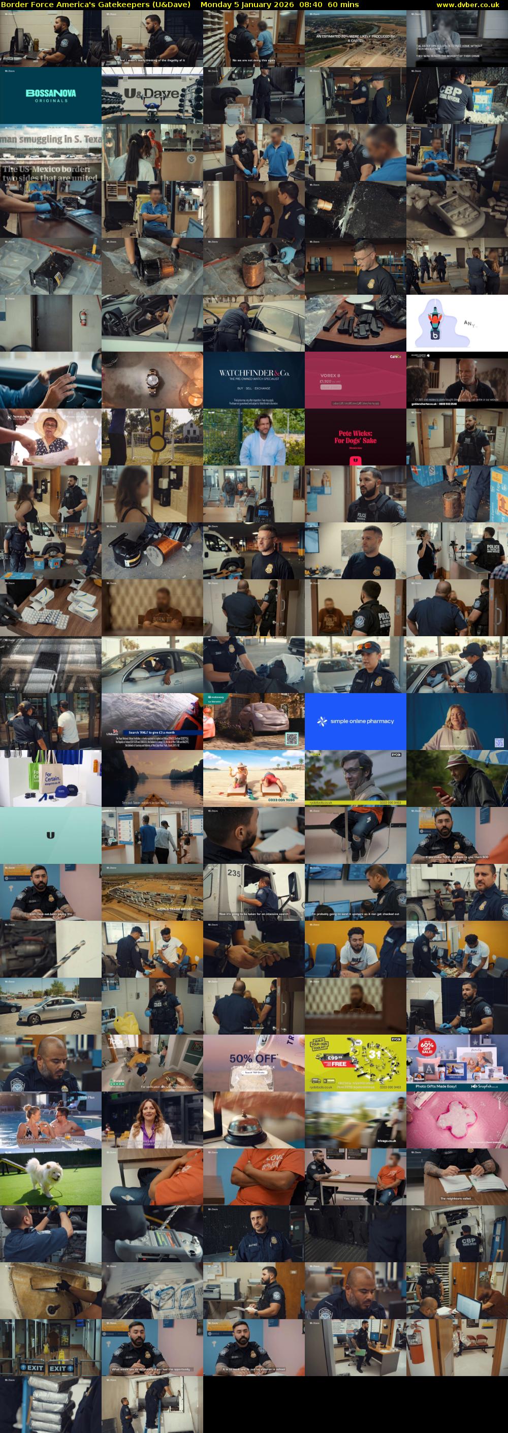 Border Force America's Gatekeepers (U&Dave) Monday 5 January 2026 08:40 - 09:40