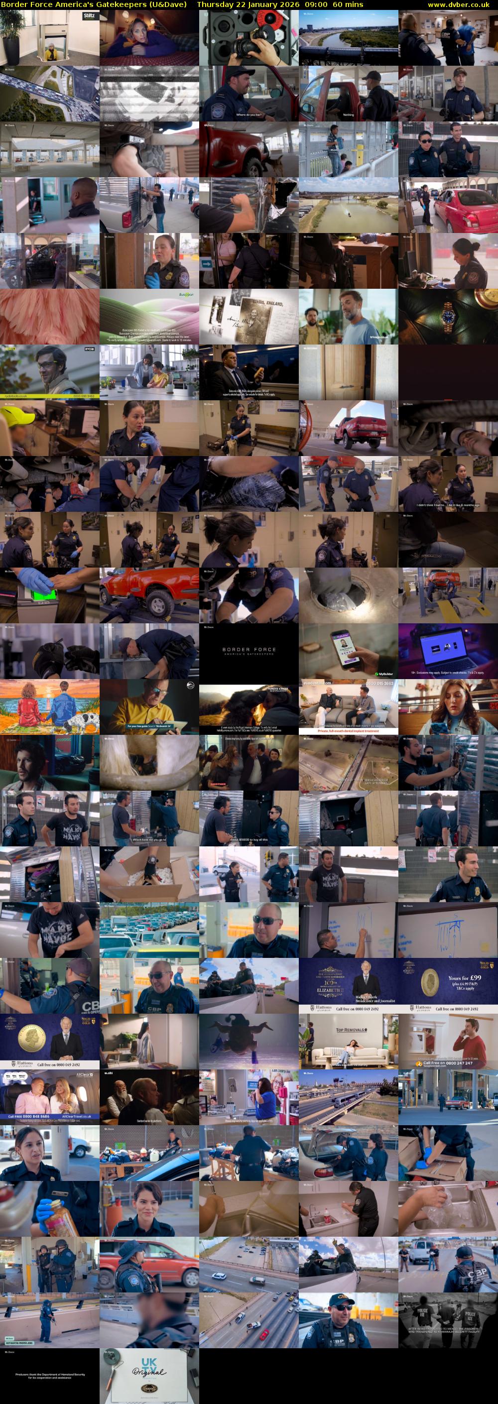 Border Force America's Gatekeepers (U&Dave) Thursday 22 January 2026 09:00 - 10:00