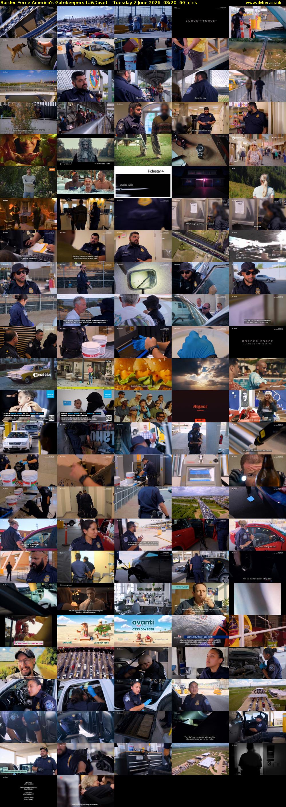 Border Force America's Gatekeepers (U&Dave) Tuesday 2 June 2026 08:20 - 09:20