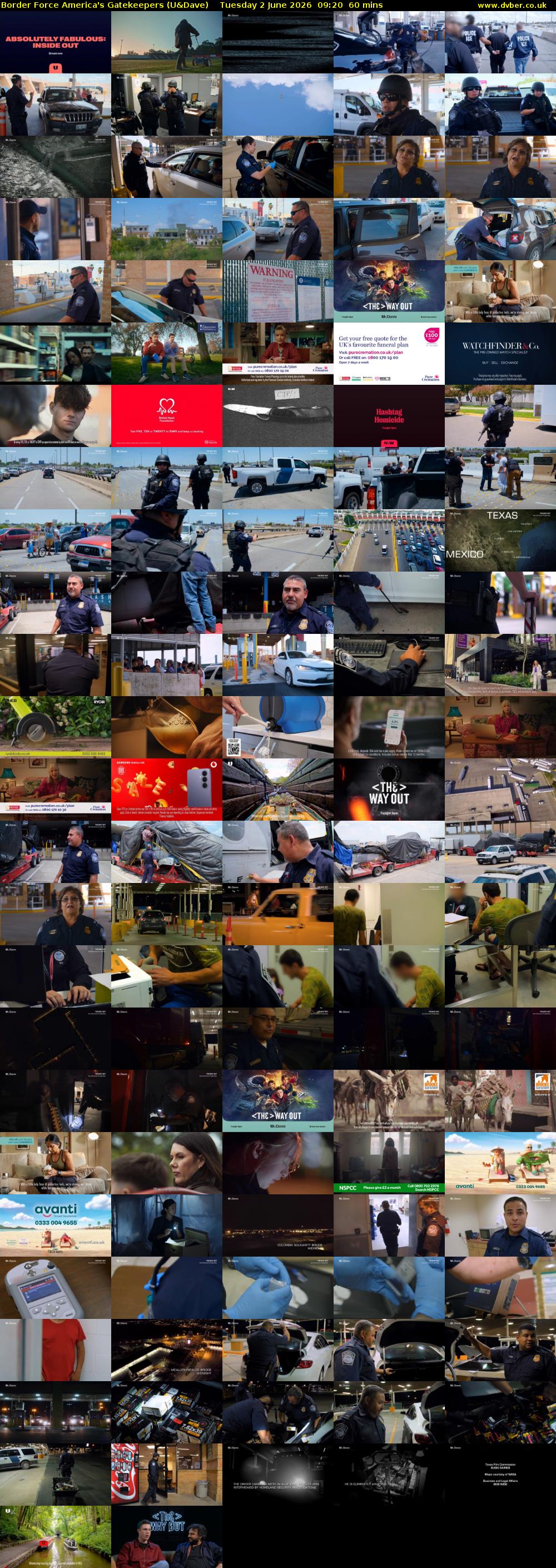 Border Force America's Gatekeepers (U&Dave) Tuesday 2 June 2026 09:20 - 10:20