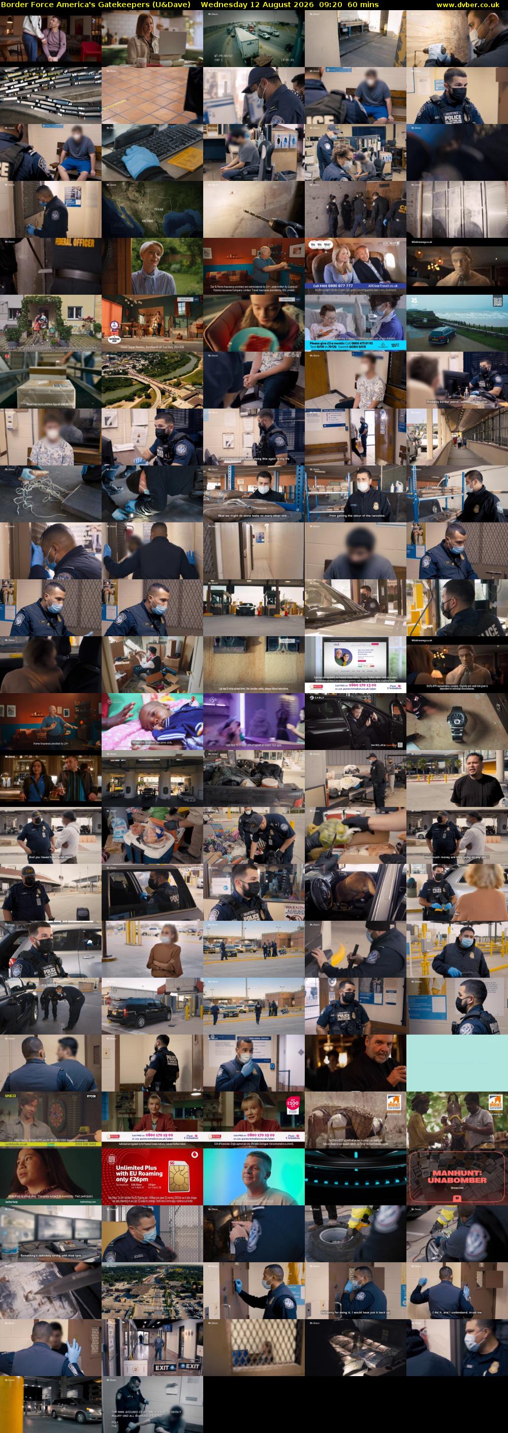 Border Force America's Gatekeepers (U&Dave) Wednesday 12 August 2026 09:20 - 10:20