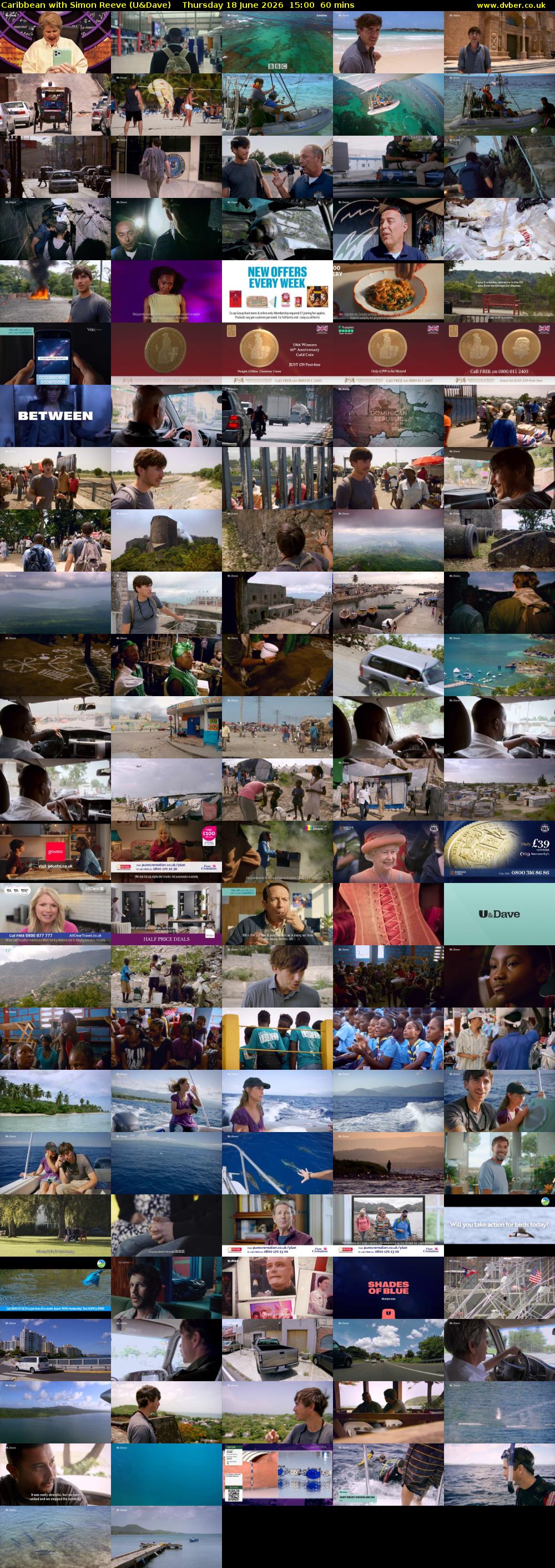 Caribbean with Simon Reeve (U&Dave) Thursday 18 June 2026 15:00 - 16:00