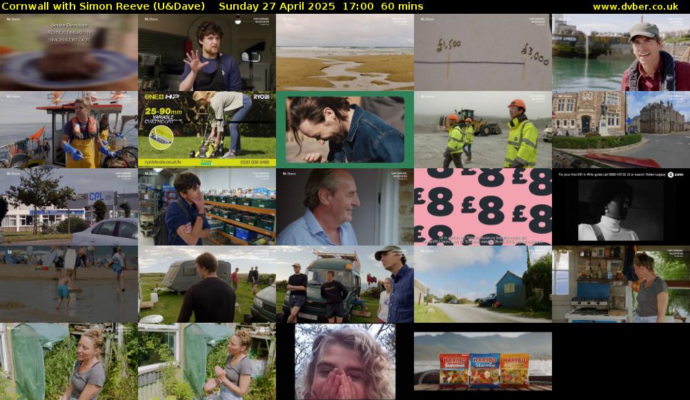 Cornwall With Simon Reeve (U&Dave) Sunday 27 April 2025 17:00 - 18:00