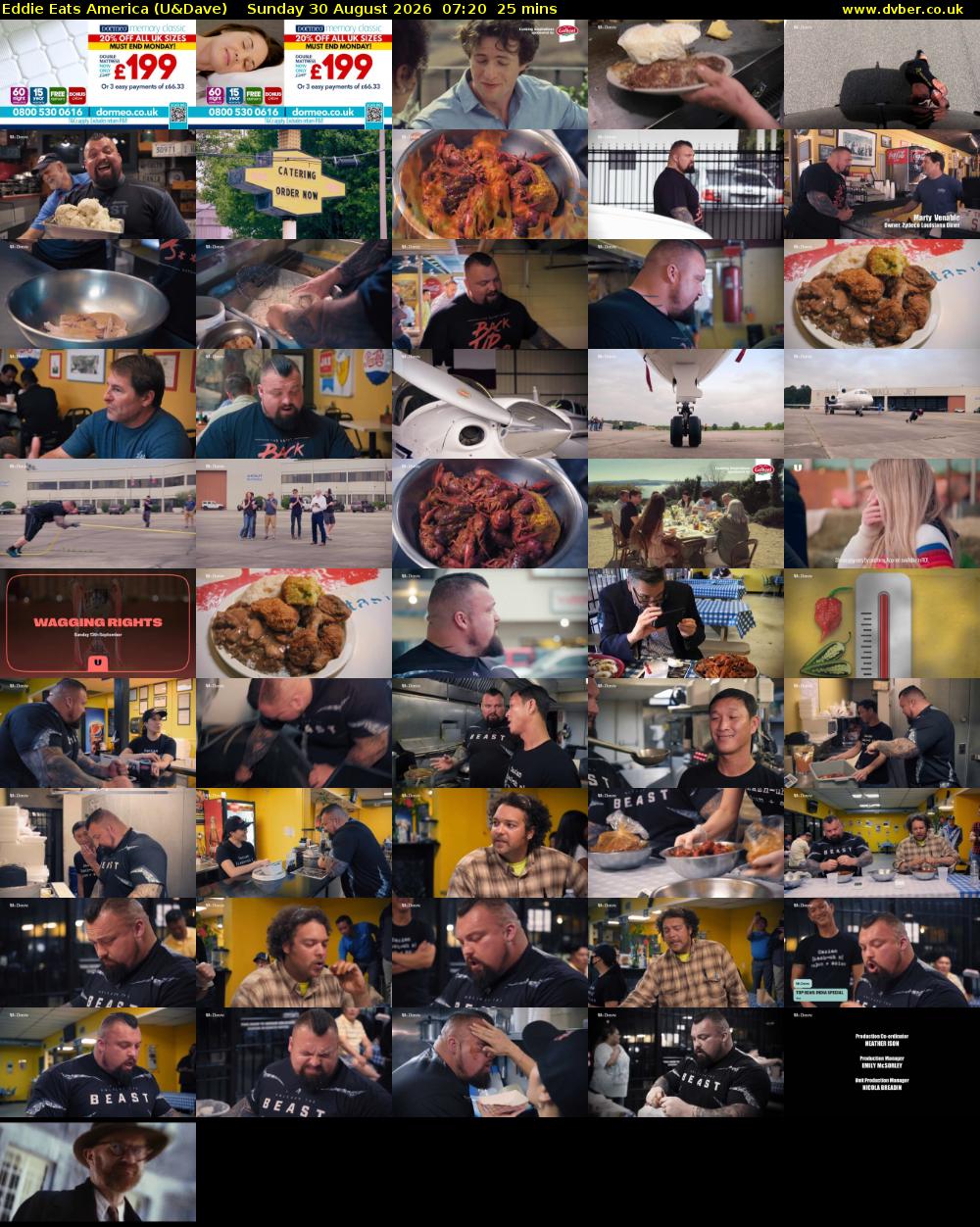 Eddie Eats America (U&Dave) Sunday 30 August 2026 07:20 - 07:45