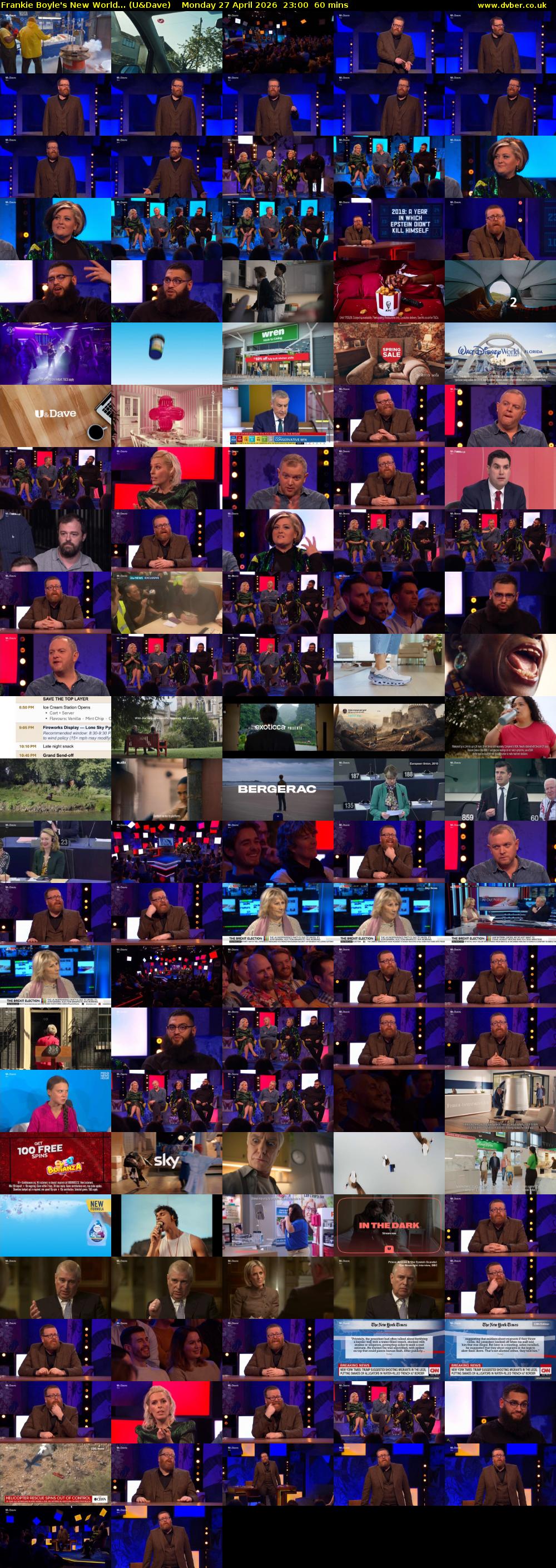 Frankie Boyle's New World... (U&Dave) Monday 27 April 2026 23:00 - 00:00
