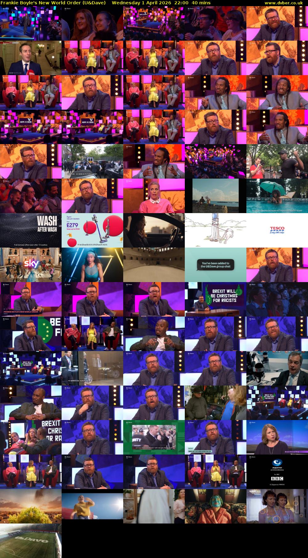Frankie Boyle's New World Order (U&Dave) Wednesday 1 April 2026 22:00 - 22:40