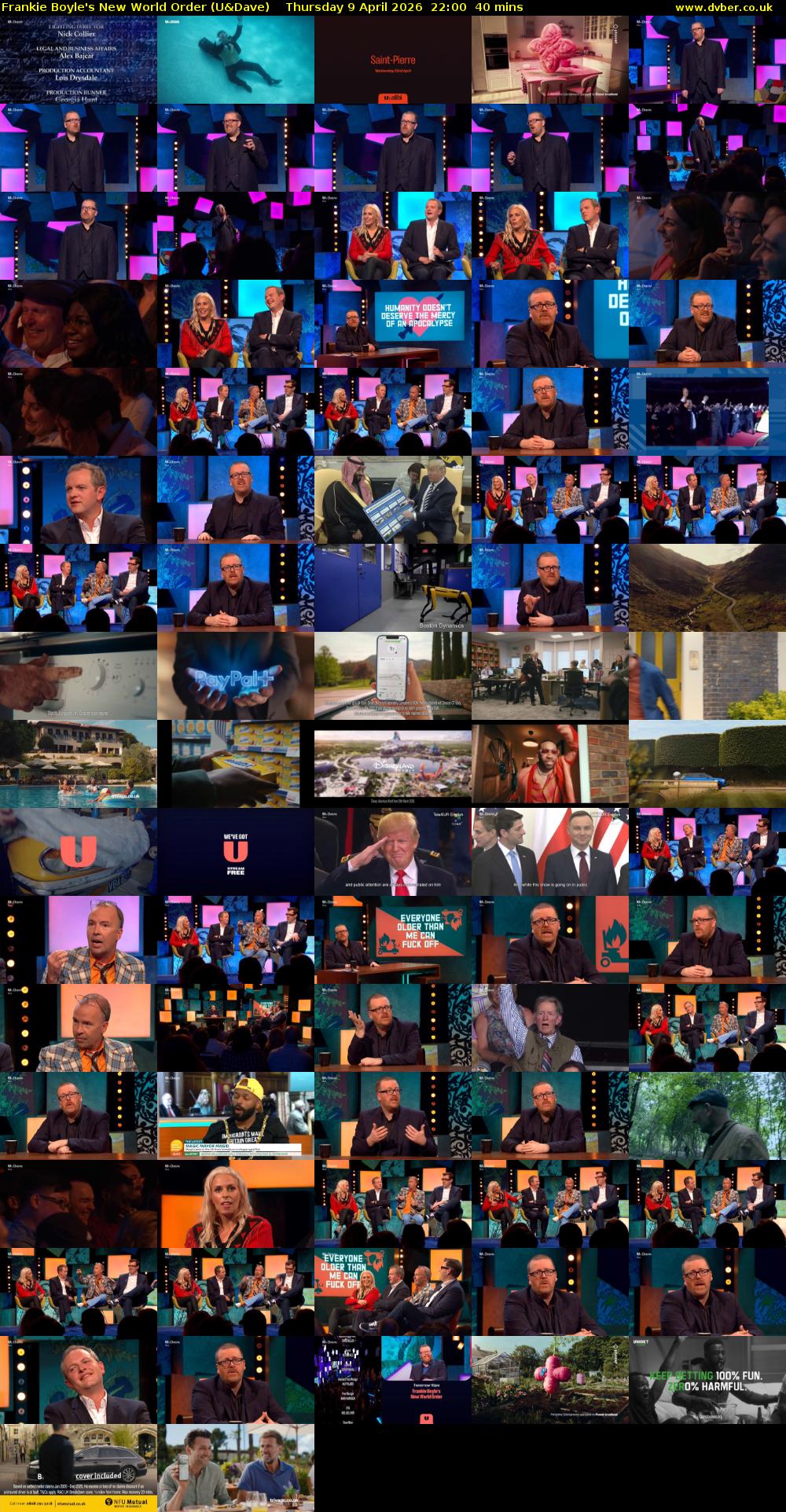 Frankie Boyle's New World Order (U&Dave) Thursday 9 April 2026 22:00 - 22:40