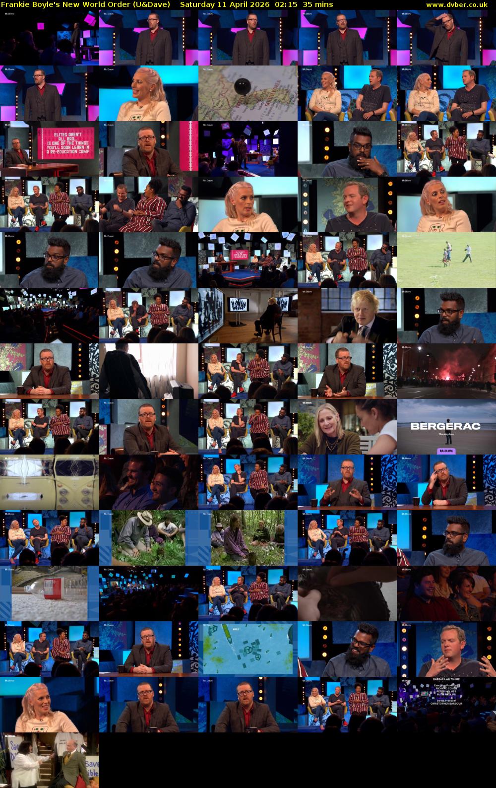 Frankie Boyle's New World Order (U&Dave) Saturday 11 April 2026 02:15 - 02:50