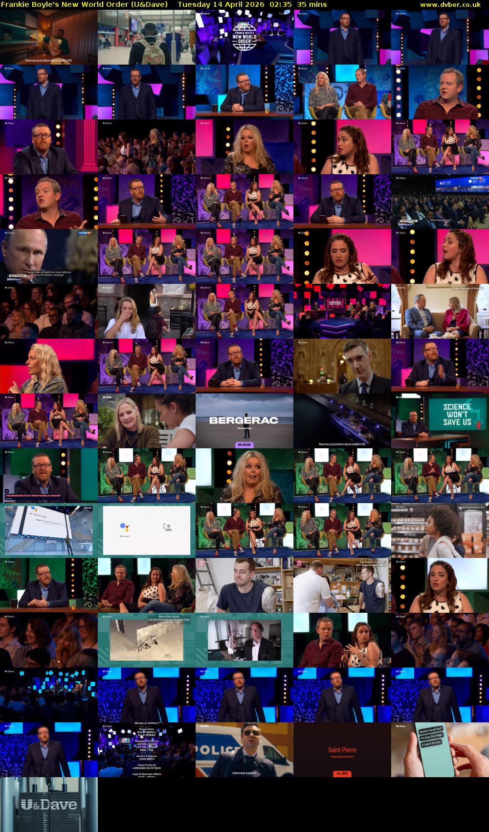 Frankie Boyle's New World Order (U&Dave) Tuesday 14 April 2026 02:35 - 03:10