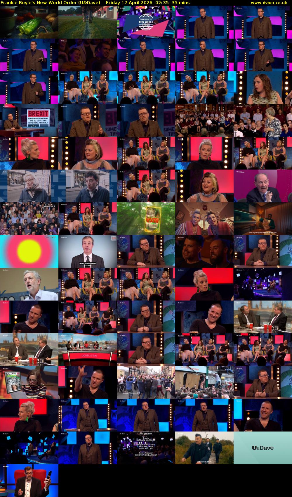 Frankie Boyle's New World Order (U&Dave) Friday 17 April 2026 02:35 - 03:10