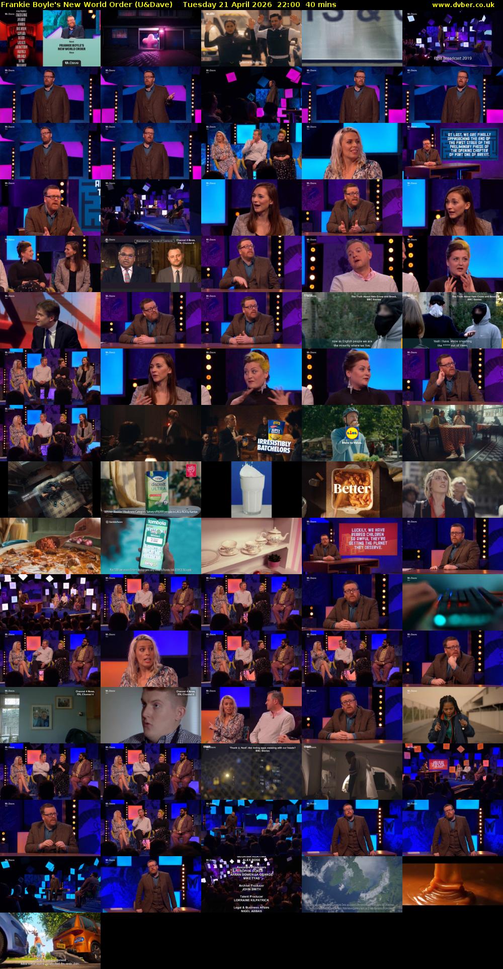 Frankie Boyle's New World Order (U&Dave) Tuesday 21 April 2026 22:00 - 22:40
