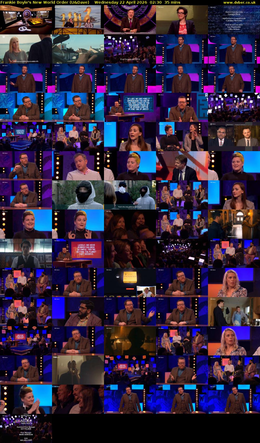 Frankie Boyle's New World Order (U&Dave) Wednesday 22 April 2026 02:30 - 03:05