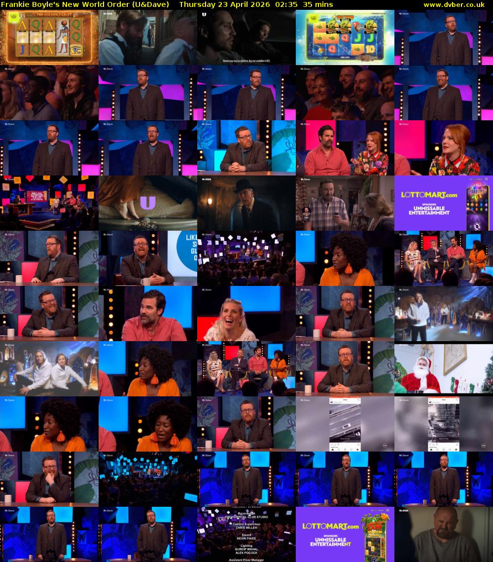 Frankie Boyle's New World Order (U&Dave) Thursday 23 April 2026 02:35 - 03:10
